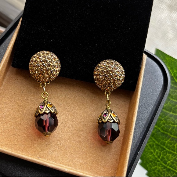 Heidi Daus Champagne Amethyst & Gold Double Necklace & Clip On Earrings Set - Picture 13 of 17